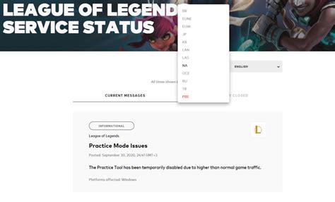 lol pbe server status|Riot Games Service Status